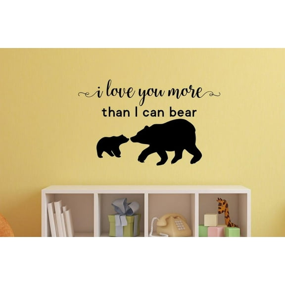 Nursery Wall Decals I Love You More Than I Can Bear Baby Decor Stickers 23x14-Inch Black