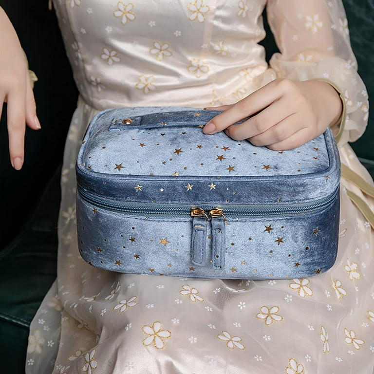 Large velvet makeup bag hot sale