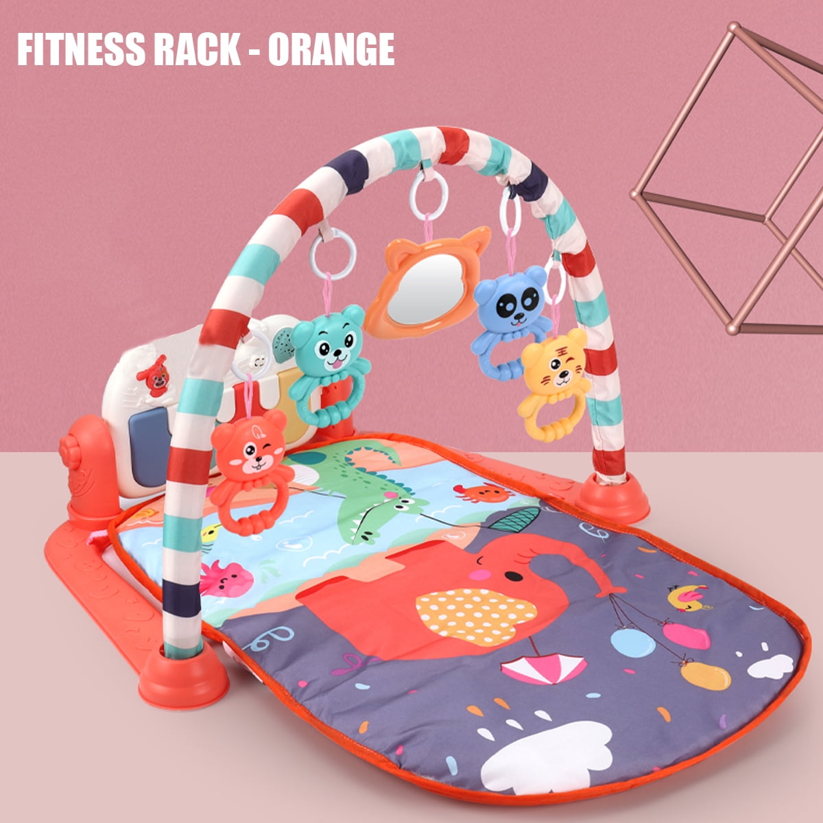 Forest Gym Music Game Blanket Fitness Rack Floor Crawl Play Mat Cushion for Kids 