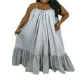 thumbnail image 1 of Robe Longue d'Été Décontractée et Fluide pour Femmes avec Poche, Bretelles Spaghetti, Encolure Dégagée, Ample, pour la Plage, 1 of 6