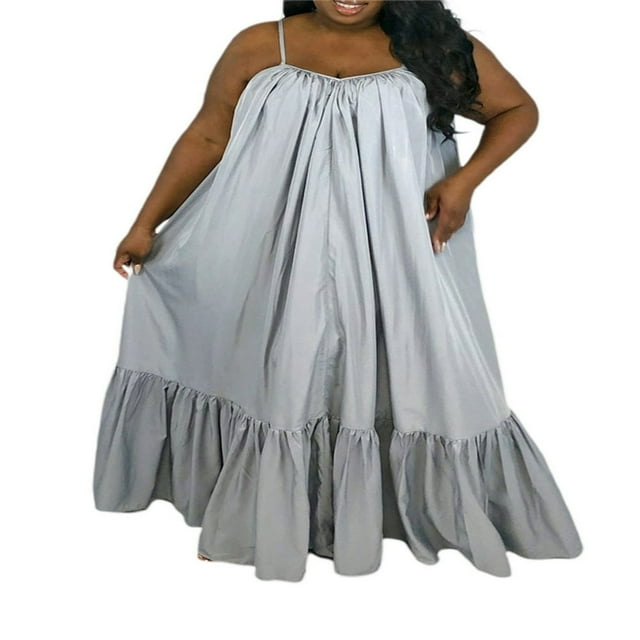 Robe Longue d'Été Décontractée et Fluide pour Femmes avec Poche, Bretelles Spaghetti, Encolure Dégagée, Ample, pour la Plage