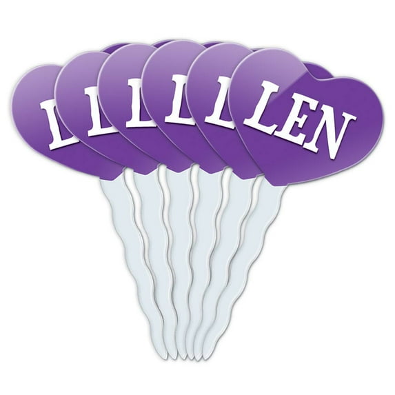 Len Heart Love Cupcake Picks Toppers - Set of 6