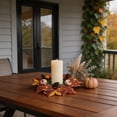 thumbnail image 6 of 10.2" Fall Sunflower & Maple Leaf Candle Ring Wreath, Thanksgiving Tabletop Faux Floral Centerpiece with Mini Pumpkins & Pinecones, Autumn Harvest Pillar Candle Holder Decoration, 1 Pack, 6 of 7