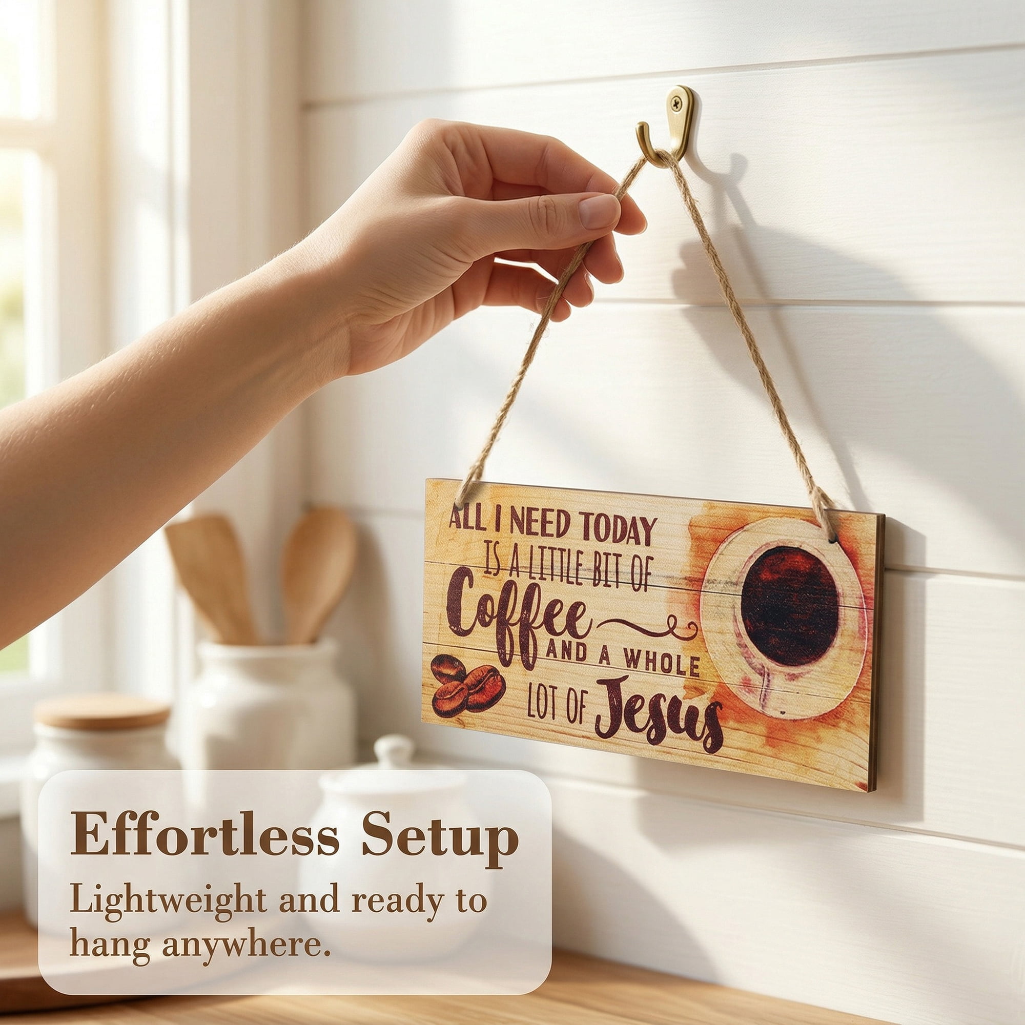 Unique Bargains Coffee Bar Sign Station Decor Rustic Wood Hanging Plaque Style G 3.9in