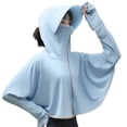 thumbnail image 4 of Sunscreen Jacket with Hood Thin Long Sleeve Ice Silk Blue UV Protection Jackets for Summer Riding, 4 of 8