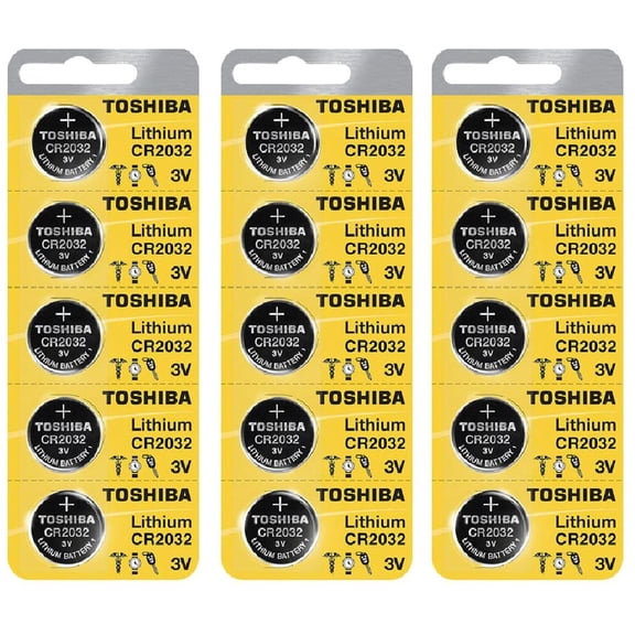 Toshiba CR2032 3 Volt Lithium Coin Battery (15 Batteries)