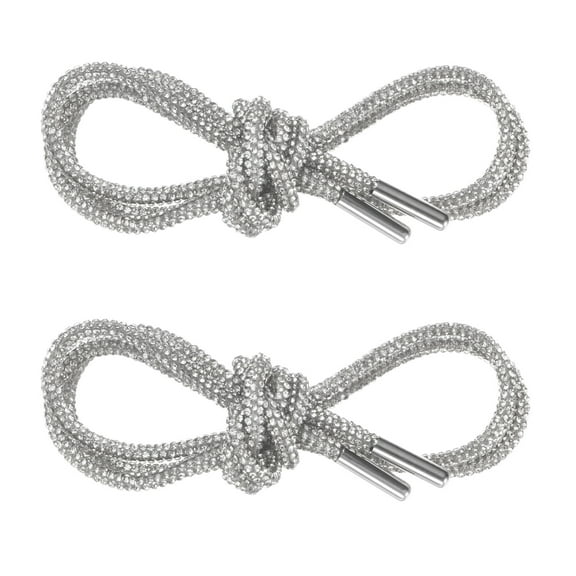 Uxcell 1-Pair Rhinestone Shoelaces for Sneakers 39" Round Bling Drawstring Cords [White]
