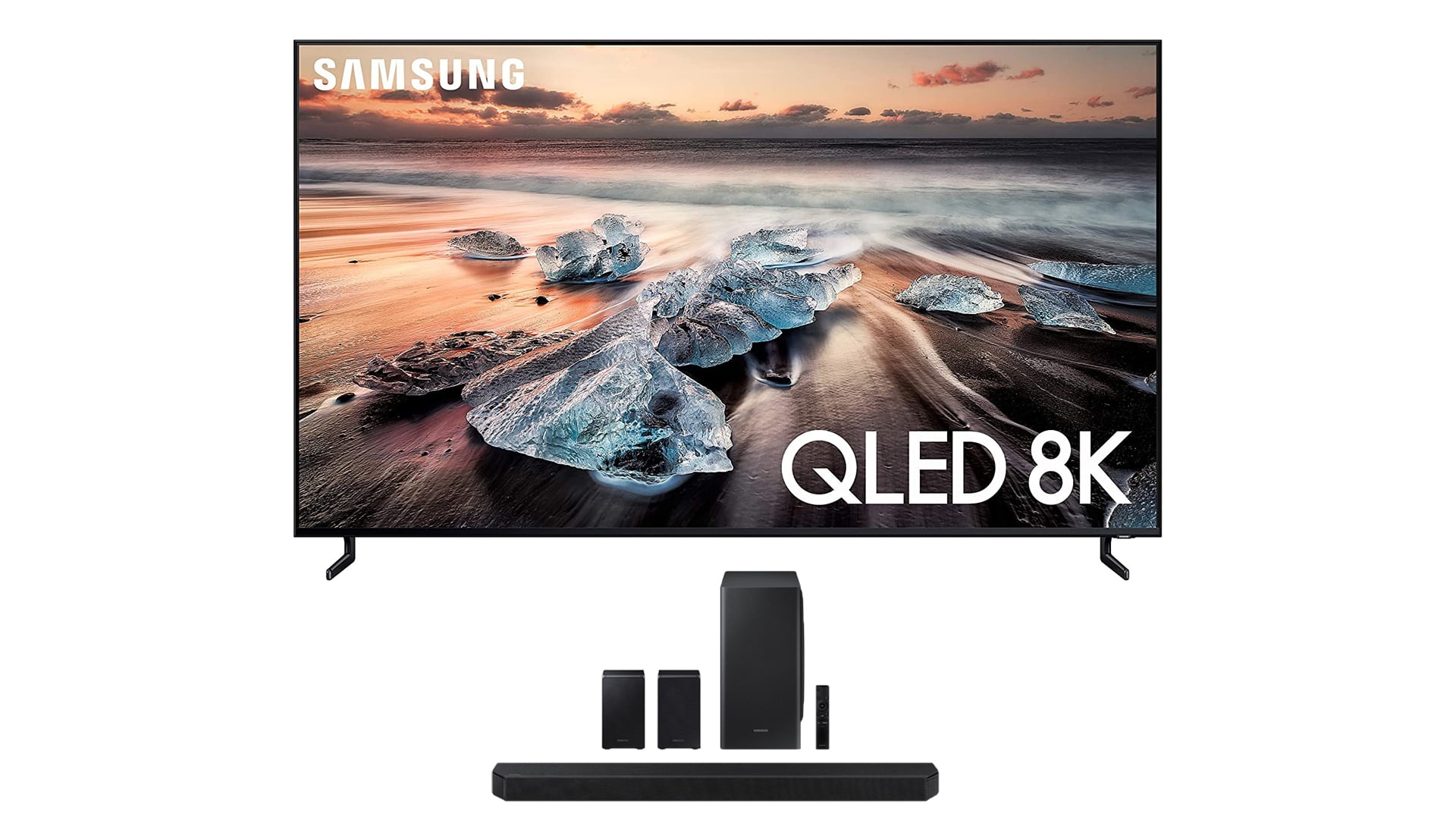 SAMSUNG QN75Q900RB (7680 x 4320) 75" Ultra High Definition QLED 8K TV with a Samsung HW-Q950T 9.1.4 Channel Soundbar with Dolby Atmos and DTS:X (2019)