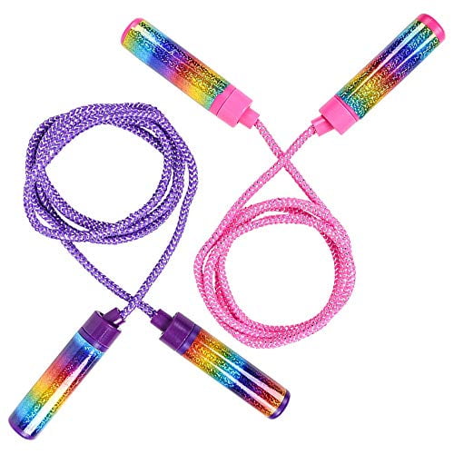 Srenta 84 Inches Kids Rainbow Sparkle Jump Rope, Skipping Rope Cable
