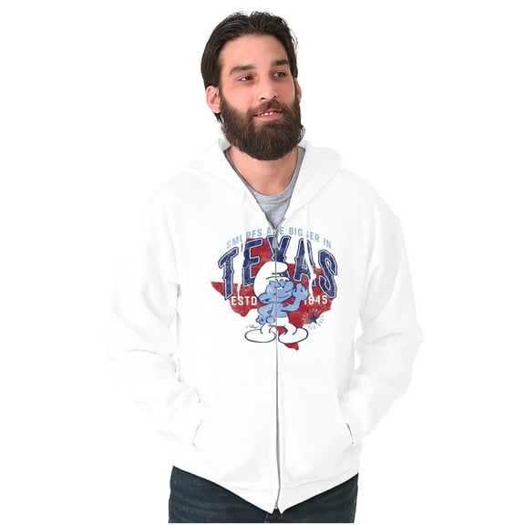 The Smurfs Are Bigger in Texas State Zip Up Hoodie Men's Women's Brisco Brands S