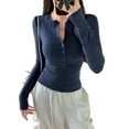 thumbnail image 1 of Xuyuer Women's Solid Color Waist Cinching Slim V-neck Long Sleeve Shirt, Tailored Blouse for Professional Attire, Formal Events and Flattering Office Wear, 1 of 7