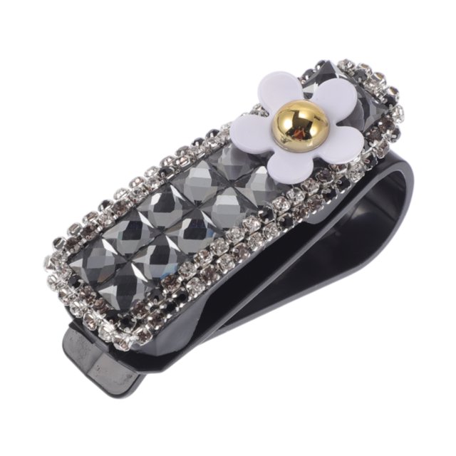 Clip de gafas de sol para automóvil Unique Bargains, clip de almacenamiento protector para gafas de sol universal, ABS, gris diamante 7x2.5cm 1 pieza