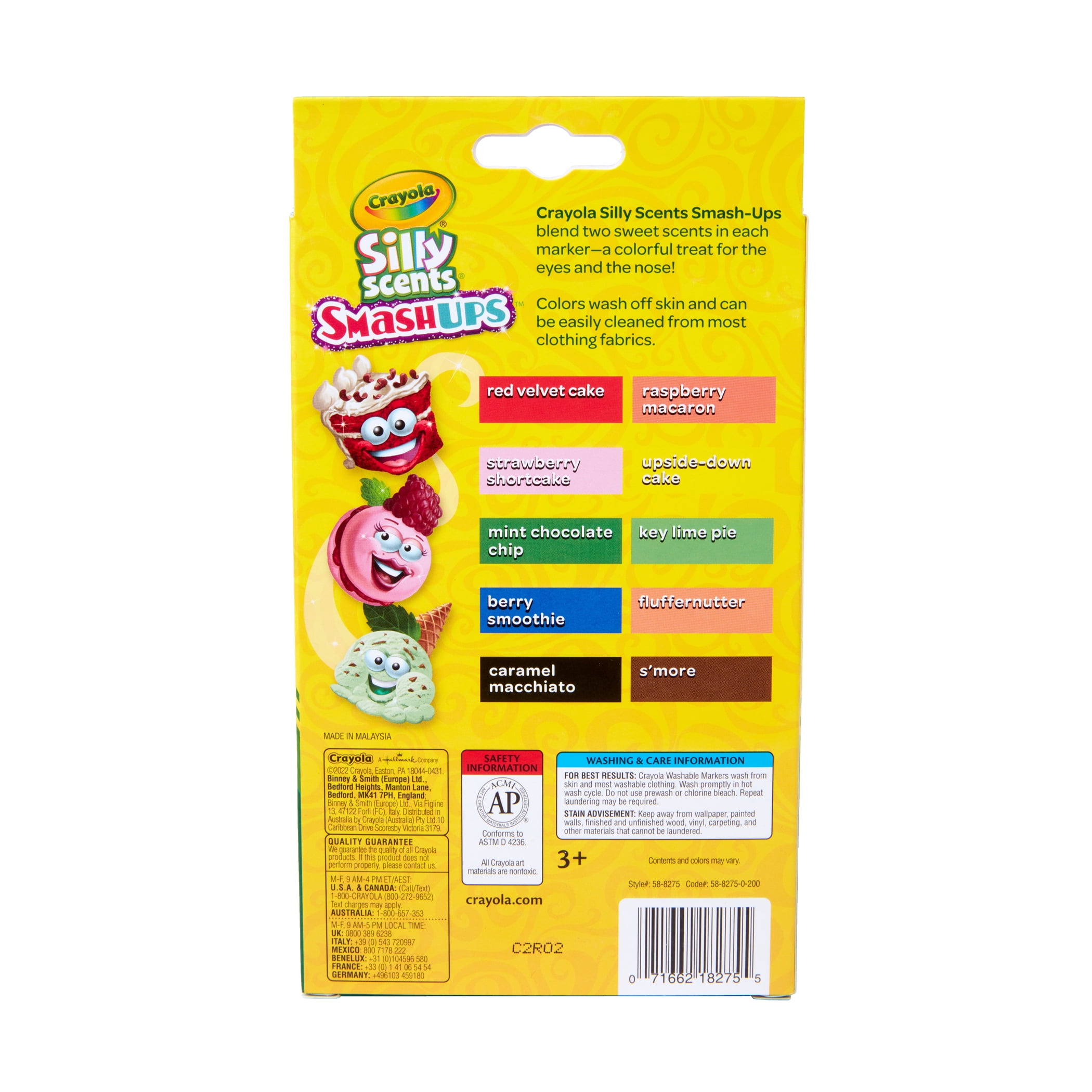 Crayola Silly Scents Smash Ups Slim Washable Scented Markers, 10 Per Pack, 6 Packs