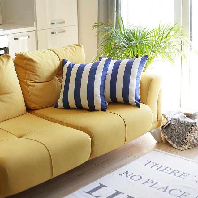 Housse de Coussin Carrée à Rayures Géométriques 18 Pouces (Ensemble de 2)