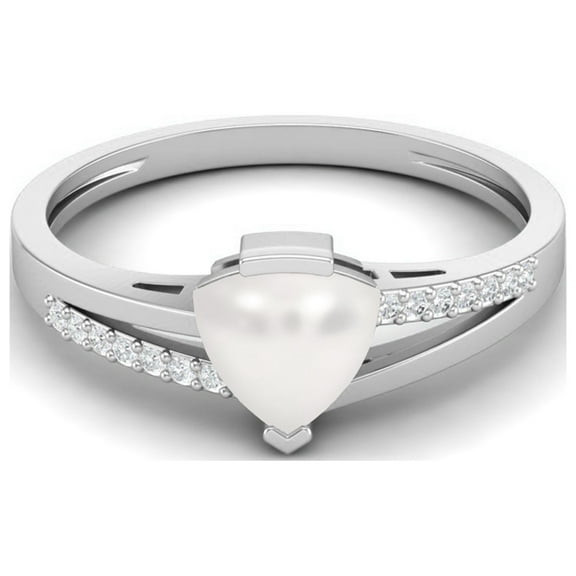 0.79 Cts Trillion Shape Pearl Gemstone Solitaire 925 Sterling Silver Split Shank Classic Engagement Mother's Day Gift Ring For Women