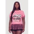thumbnail image 2 of Women's Plus Size Acid Wash Classic Graphic Fringe Hem Tee, 2 of 4