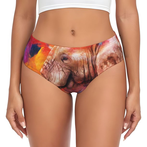 Fotbe Oil Paintings of Elephants Calzones Estampados para Mujer – Ropa Interior de Algodón, Cómoda, Suave y Elástica-3X-Large