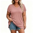 thumbnail image 4 of Nugftut Womens Puls Size Tops Short Sleeve V Neck T-Shirts Solid Color Casual Shirts, 4 of 6
