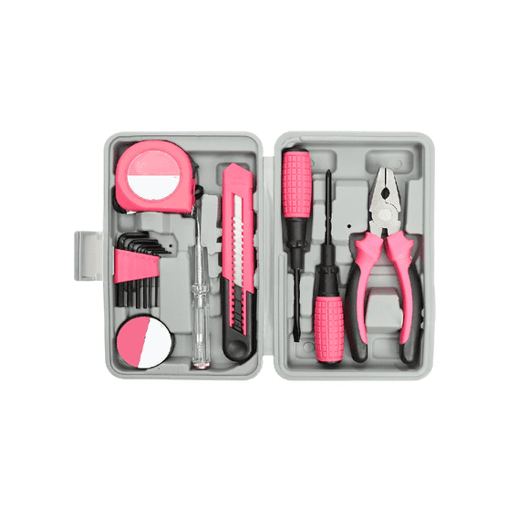 Kit De Herramientas Mecánicas Manuales Para Hogar Mini 13 pcs rosa/gris