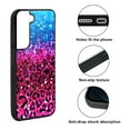 thumbnail image 2 of FINCIBO Soft Rubber Cover Case for Samsung Galaxy S22 6.1" 2022 (NOT FIT Samsung Galaxy S22+ / S22 Plus 6.5" 2022/Galaxy S22 Ultra 6.8" 2022), Blue Glitter Sparkle With Black Pink Glitter Leopard, 2 of 5
