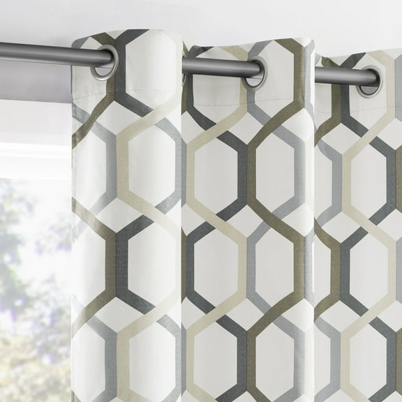 Sun Zero Arlo 2-Piece Textured Thermal Insulated Room Darkening Grommet Curtain Panel Pair, Gray Geometric, 40"W x 84"L