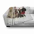 thumbnail image 2 of Dog and Cat Soft Flannel Fleece Throw Blanket, Team of 6 Pets Wearing Santa Hats Panting, Cozy Plush for Indoor and Outdoor Use, 50" x 70", White Multicolor, by Ambesonne, 2 of 5