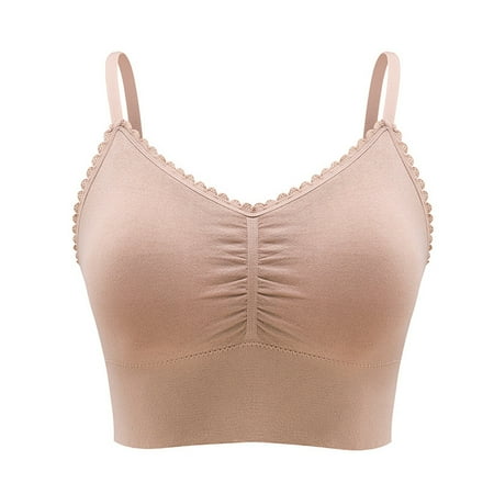 qolati Sports Bras for Women Seamless Camisole Tops Built in Bra Spaghetti Strap Crop Tank Tops Padded Everyday T-Shirt Bras