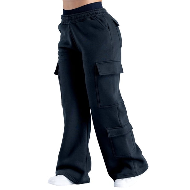 Pantalones Deportivos de Mujer, Estilo Cargo, de Pierna , Holgados, Ideales para Otoño, para el Trabajo y para Viajar. Negro XS
