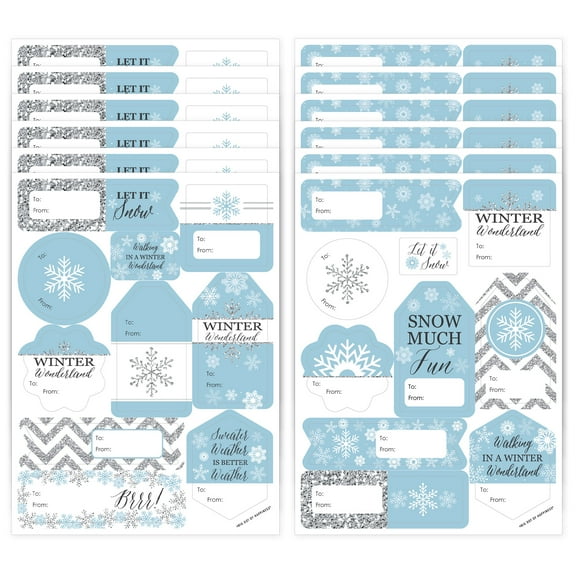 Big Dot of Happiness Winter Wonderland - Snowflake Holiday Party and Winter Wedding Gift Tag Labels - To and From Stickers - 12 Sheets - 120 Stickers