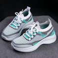 thumbnail image 4 of RotHome Blue Platform Sneakers for Women Mesh Breathable Chunky Athletic Tennis Shoes Womens Casual Gym Workout Walking Sneakers Thick Sole, 4 of 9