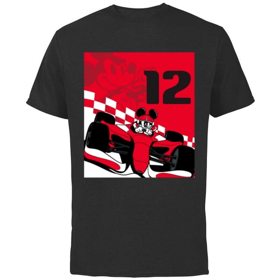 Disney Racing 12th Birthday 12 Years Old Mickey Mouse Racer - Short Sleeve Cotton T-Shirt for Adults - Customized-Black