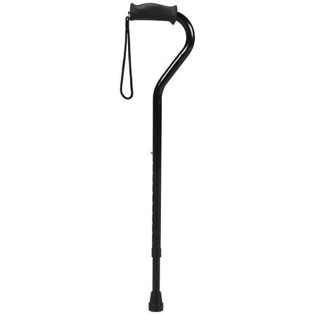 Offset Walking Cane, Height Adjustable, Senior Living Mobility aid, Increased Stability and Support, Molded Grip, Black,214175