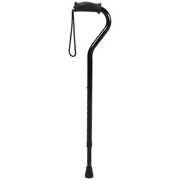 Offset Walking Cane, Height Adjustable, Senior Living Mobility aid, Increased Stability and Support, Molded Grip, Black,214175