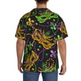thumbnail image 3 of Balery Mardi Gras Surface Camisa Casual de Manga Corta con Botones para Hombre, Texturizada, Estilo Cubano, para Playa, Verano-4X-Large, 3 of 5