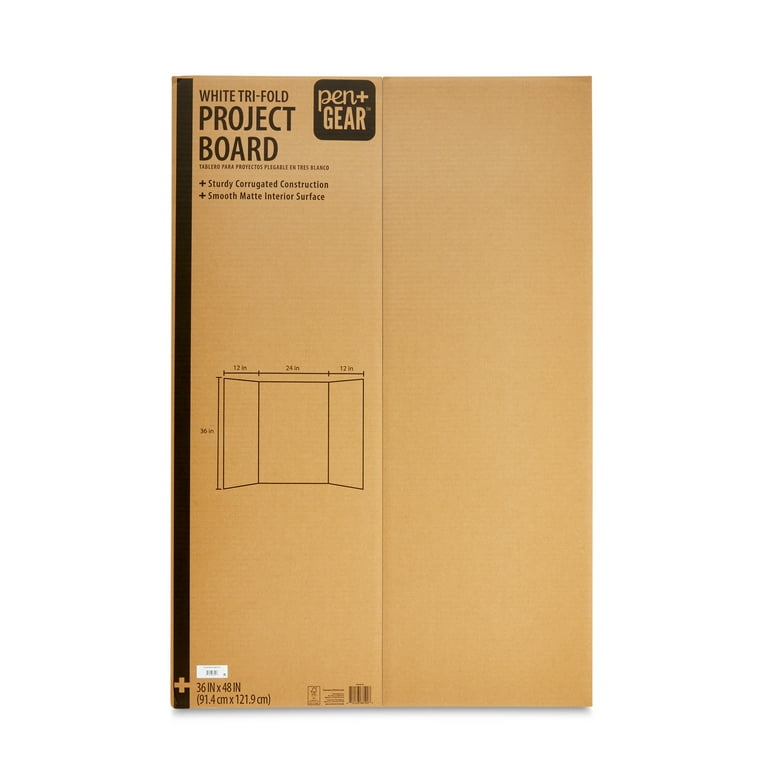 2 pack) Pen+Gear White Tri-Fold Corrugated Project Board, 36