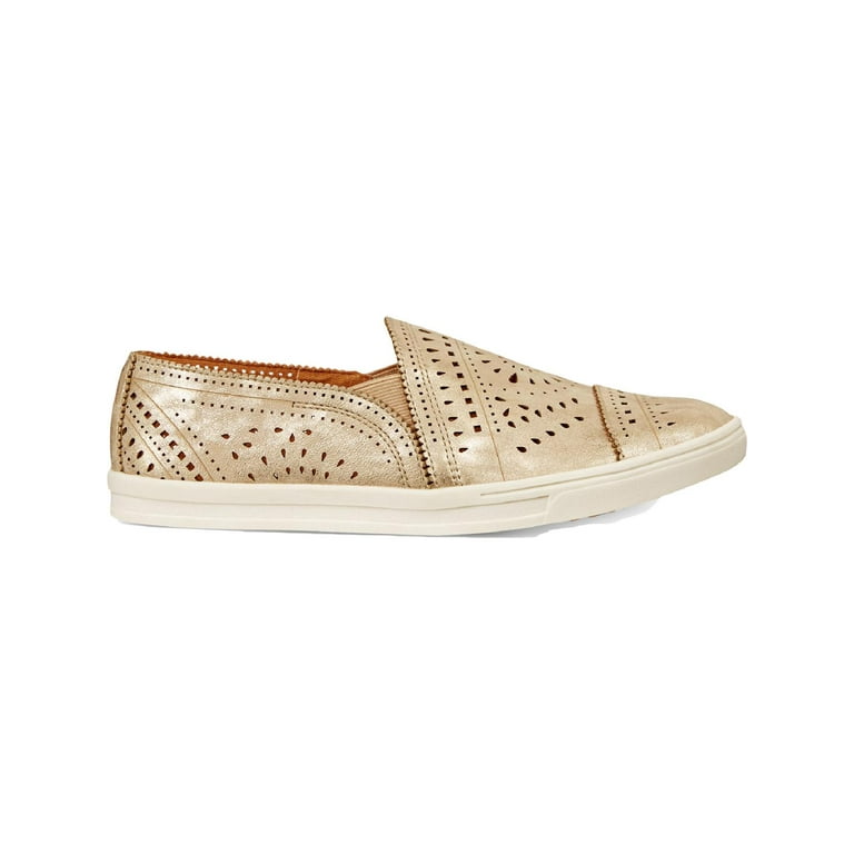American Rag Womens Shannen Faux Leather Slip On Sneakers Gold 7.5