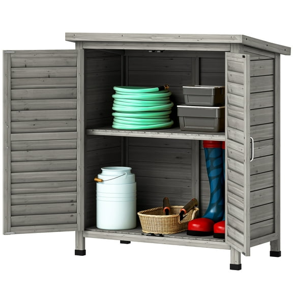 Outsunny Garden Shed Wooden Garden Storage Shed 2 Door, 34" x 18" x 38"