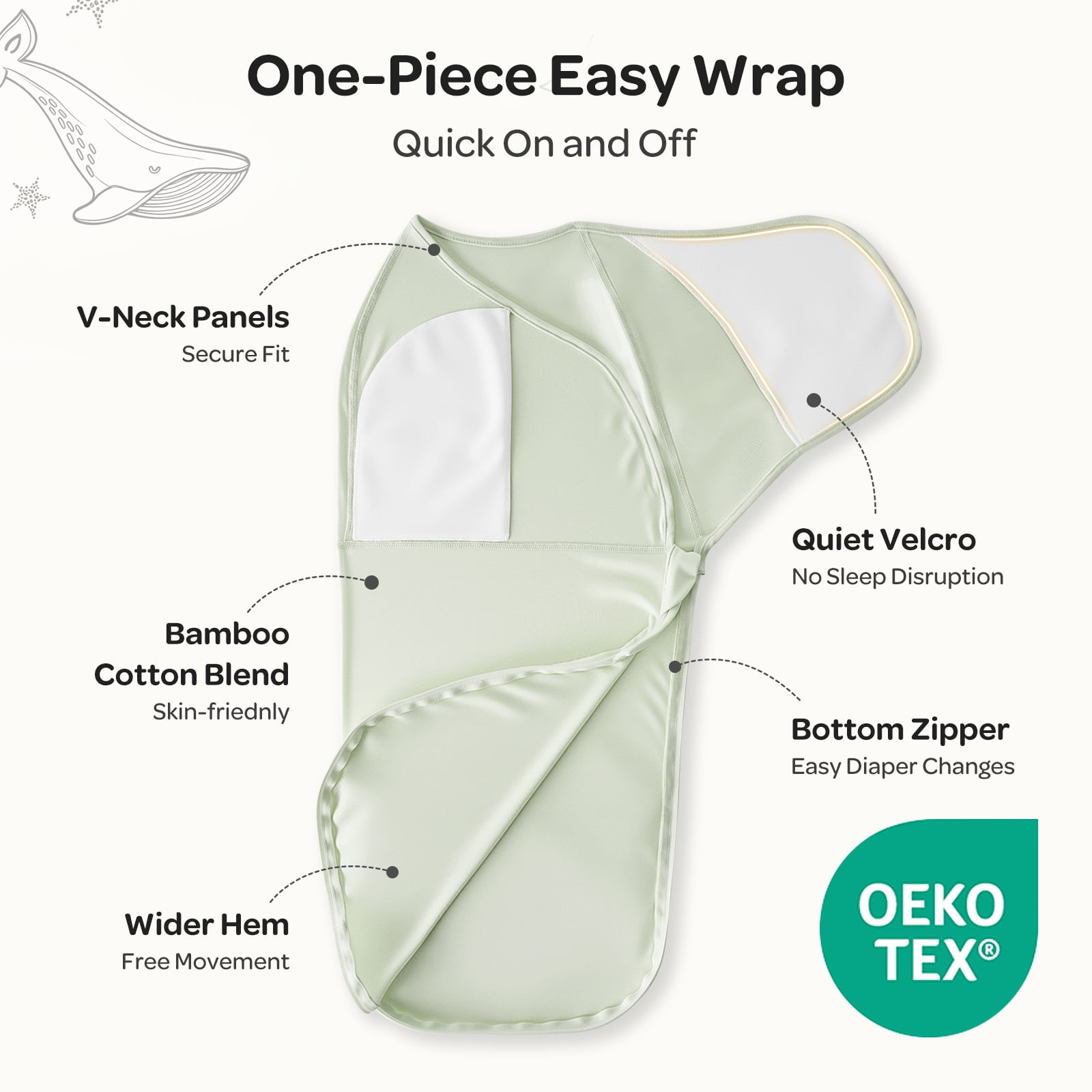 Momcozy Swaddles for Newborns,Quiet Fastner Suitable for Infant 0-3 Months,New-Parent-Friendly,Reduce Startle Reflex,Boys Girls, 2-Pack,Serenity