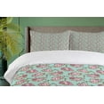 thumbnail image 4 of Ambesonne Peony Duvet Cover Sets, Classical Pastel Tone Floral, 2-King, Seafoam Dried Rose, 4 of 7