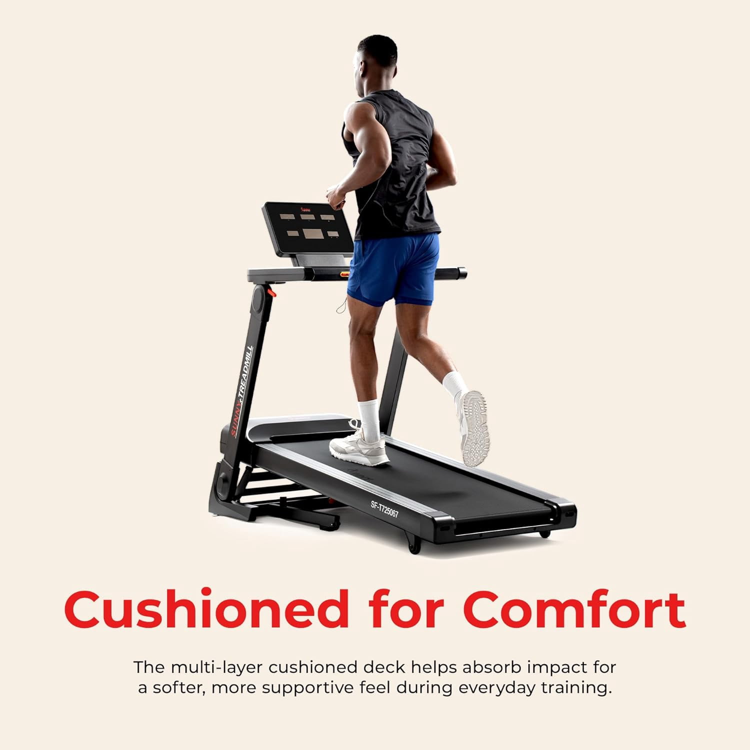 Sunny Health & Fitness Platinum Smart Fold Treadmill, No Assembly, SunnyFit App with Trainer-Led Workouts, Built-In Wi-Fi, Auto Incline, Brushless Motor, 300 LB Capacity