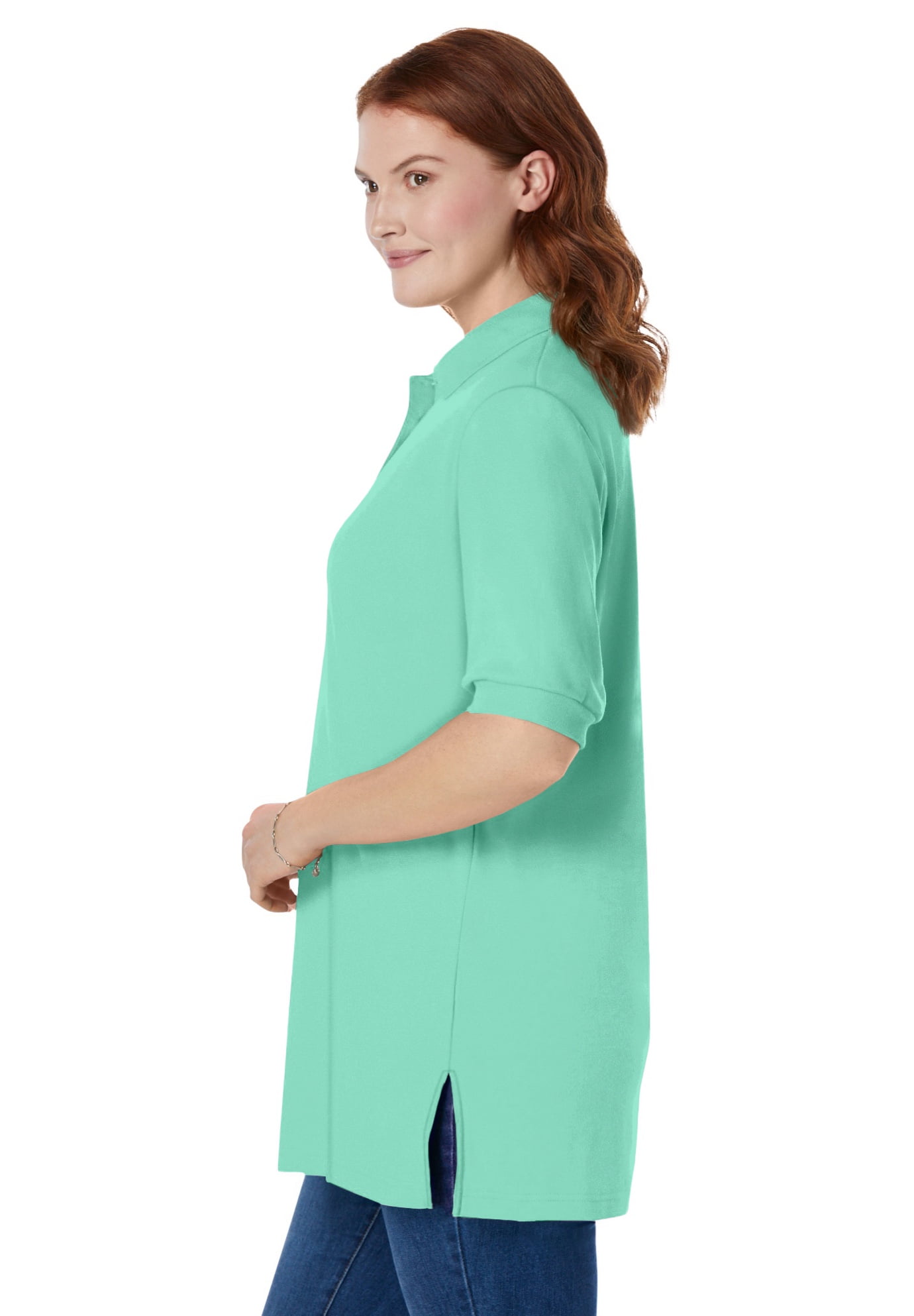 Plus Size Elbow-Sleeve Polo Tunic - image 3