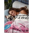 thumbnail image 3 of Summer Pink Flamingo King Size Flat Sheet, Wrinkleproof & Fadeproof Cooling Flat Bed Sheet Only, Beach Tropical Palm Leaves Breathable Soft Bedding Top Sheets 105 x 98 Inches, 3 of 8
