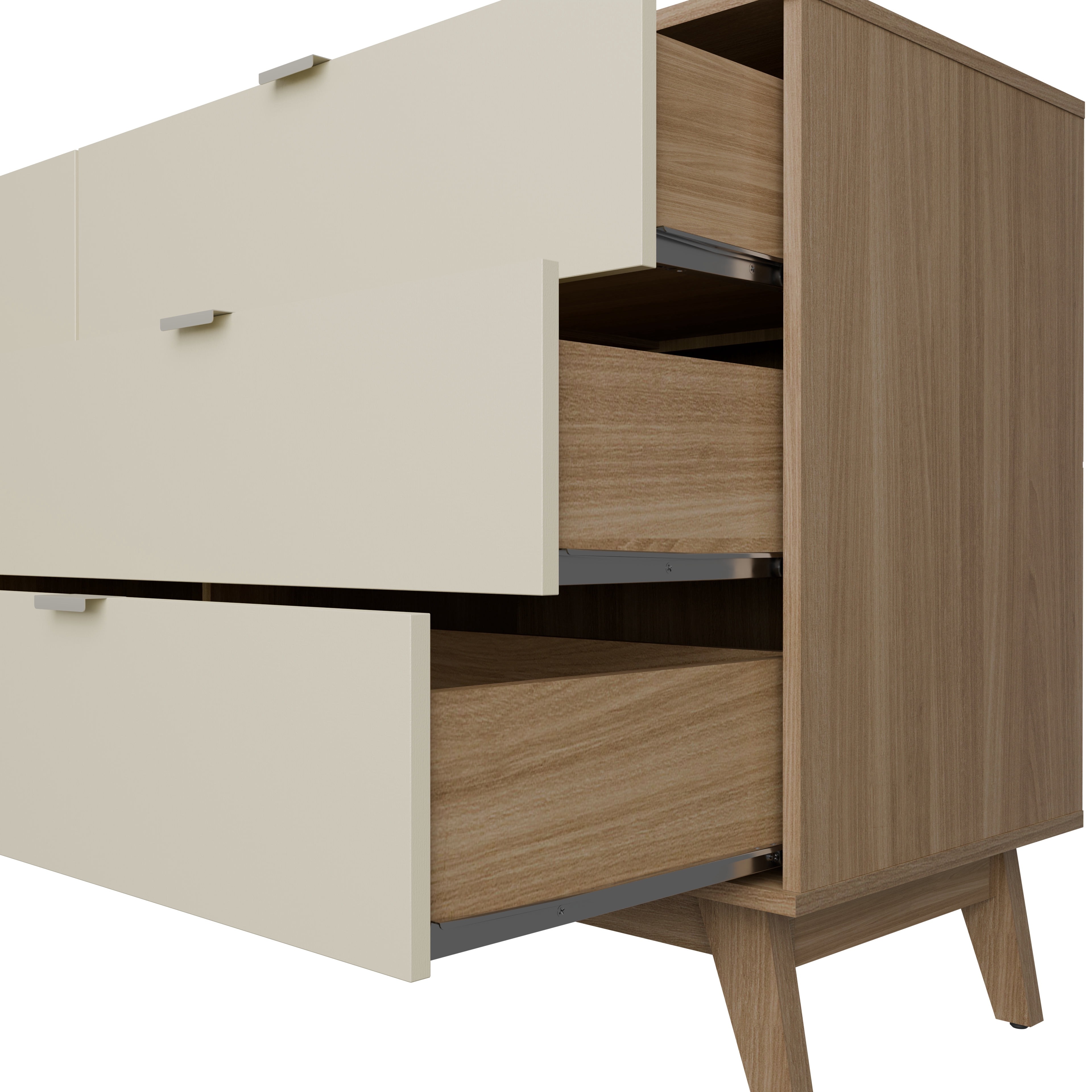 Kappesberg Hanford Hanford 6-Drawer Dresser: Functionality and Style for Your Bedroom, for Adults and Teens - Light Brown/Creme.