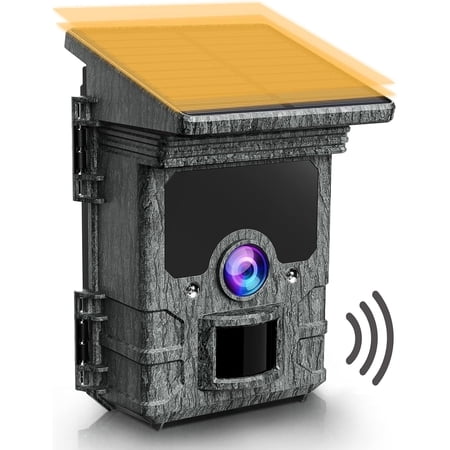CAMPARK Solar WiFi Trail Camera Native 4K 30fps Bluetooth 46MP Game Camera with Infrared Night Vision 120°Wide Angel Motion Activated Waterproof IP66 Deer Hunting Trail Cam for Wildlife Monitoring