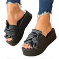 thumbnail image 5 of Solid-color Thick Bottom Slippers With Bowknot Non-slip Comfortable Beach Shoes For Shopping Dating, 5 of 5