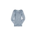 thumbnail image 1 of Aeropostale Womens Heathered LS Basic T-Shirt, Blue, Juniors, Large, 1 of 1
