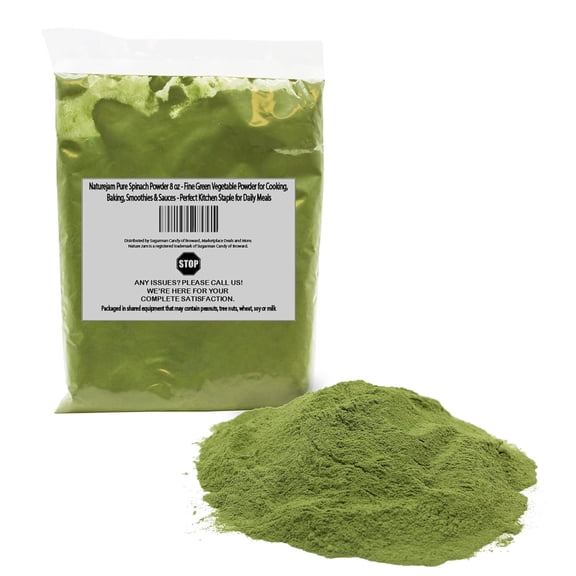 Naturejam Pure Spinach Powder 8 oz - Fine Green Vegetable Powder for Cooking, Baking, Smoothies & Sauces - Perfect Kitchen Staple for Daily Meals