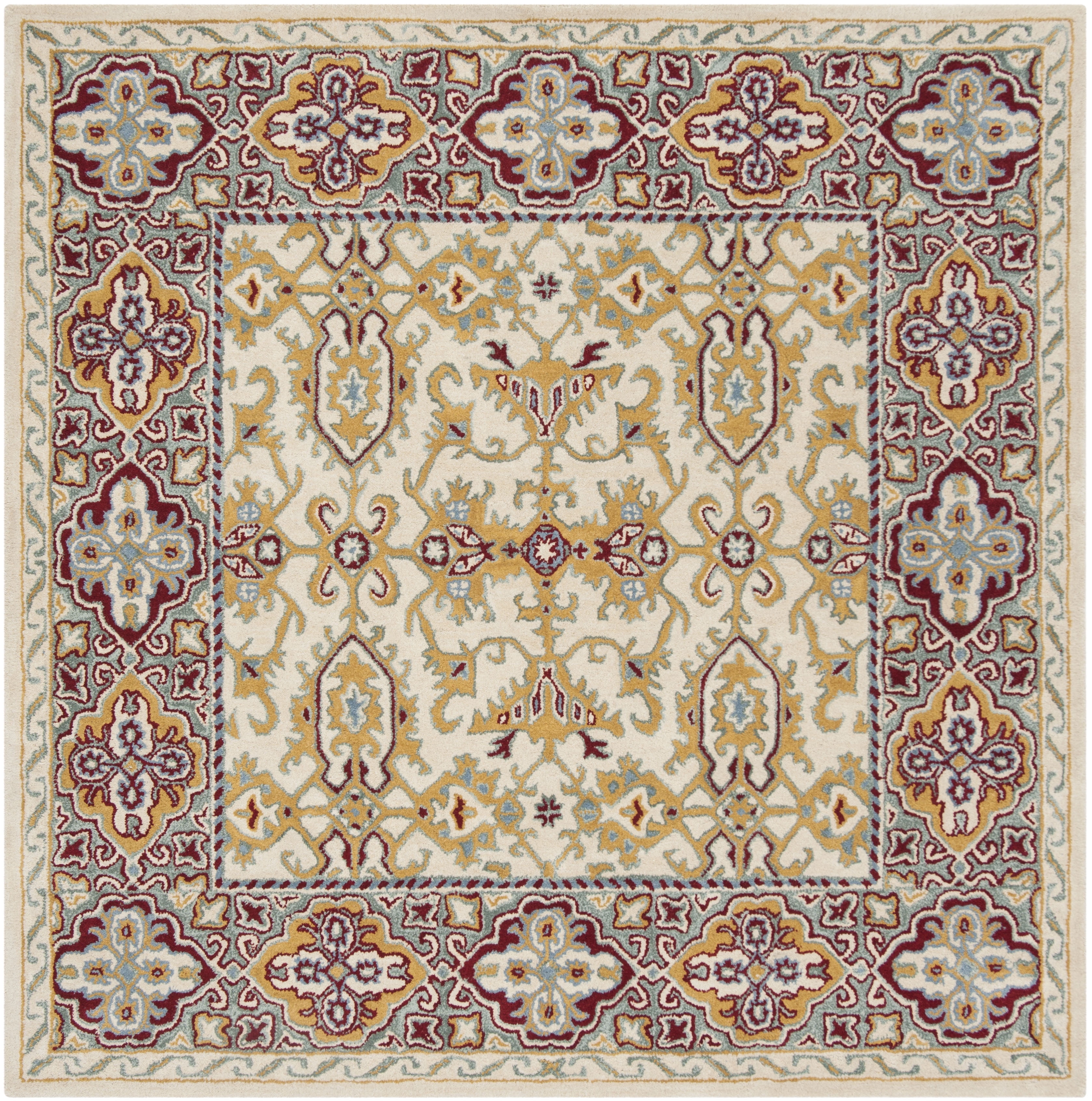 Safavieh Heritage Lennard Floral Wool Area Rug, Ivory/Blue, 6' x 6' Square