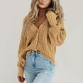 thumbnail image 2 of YDDIAN Women's Cardigan Sweater 100% Cotton Button-Down Long Sleeve Oversized Knit Cardigans Khaki 2XL, 2 of 8