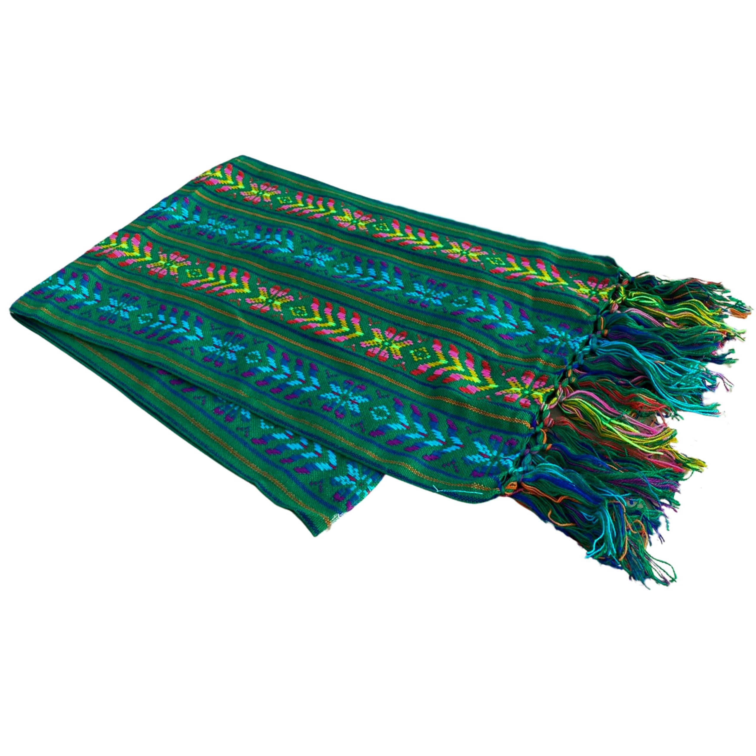Del Mex Mexican Rebozo Table Runner, Soft Woven Fiesta Wedding Party Decor, 74" x 14" (Green)